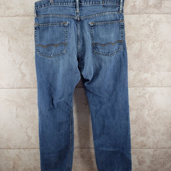 AEO American Eagle Distressed Holey Jeans Relaxed Straight Ripped Size 36 X 32 - Picture 2 of 15